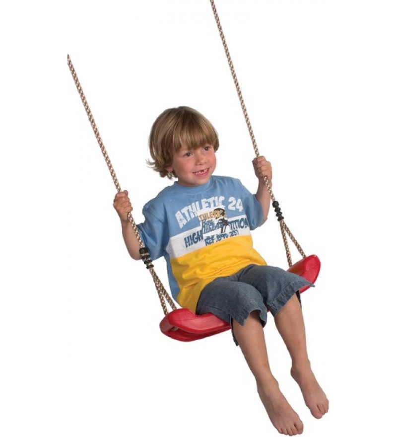 Plastic swing for garden with adjustable rope