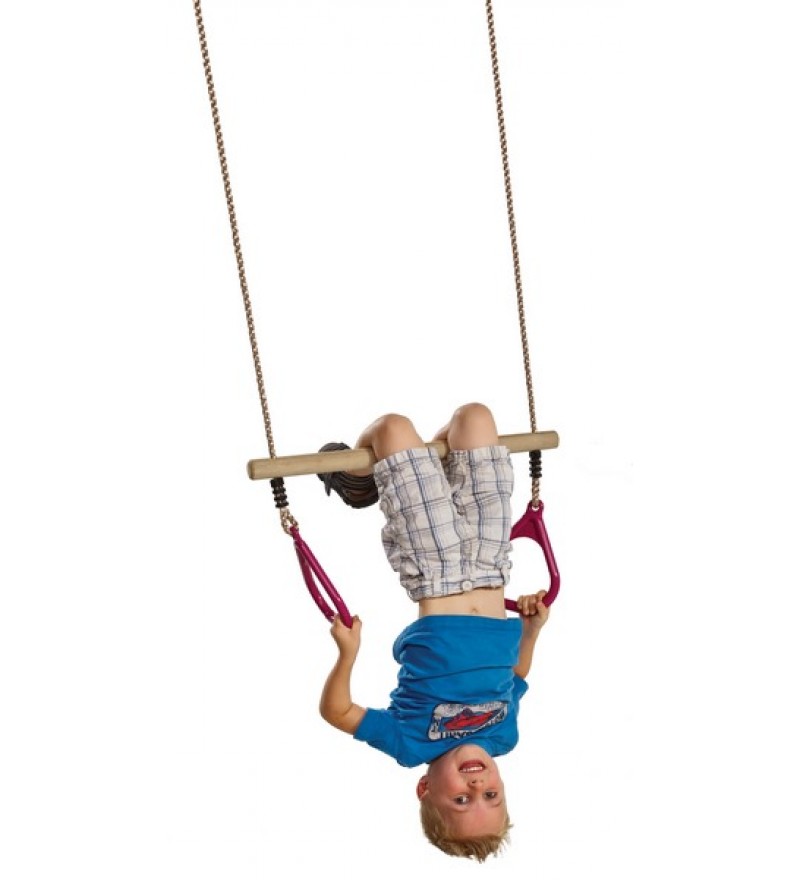 Wooden bar with triangular plastic rings / Exercise trapeze