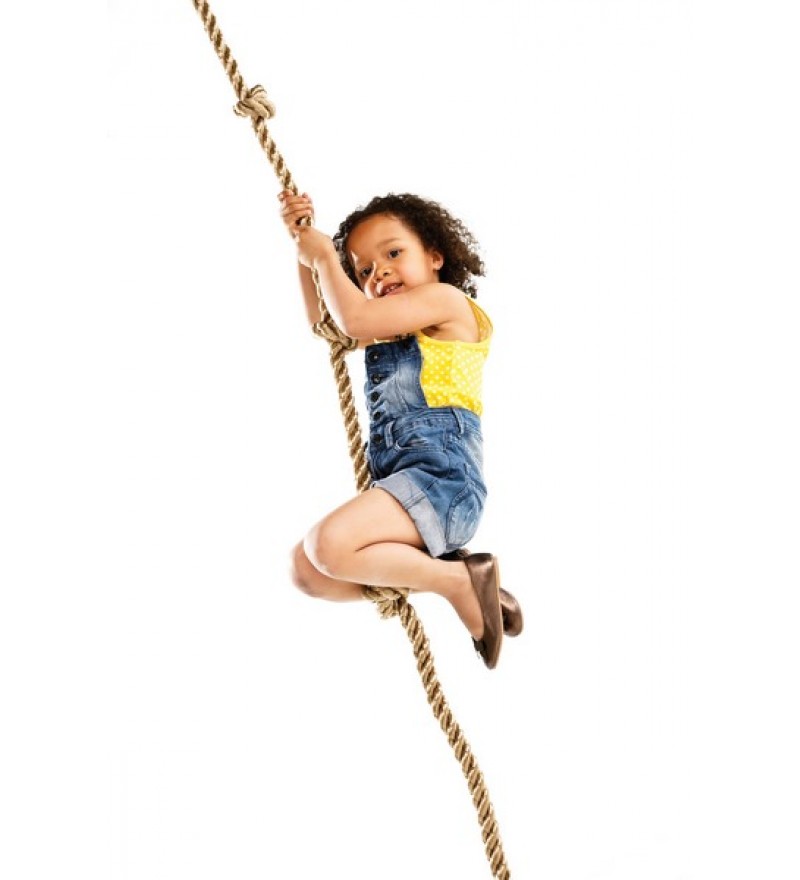 Climbing rope with 3 knots for the playground