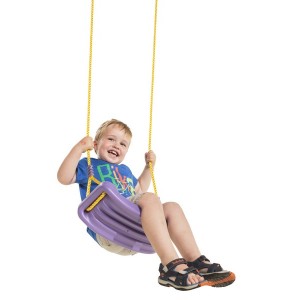 Plastic swing for garden with adjustable rope
