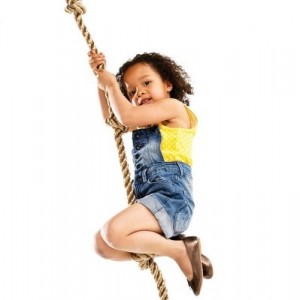 Climbing rope with 3 knots for the playground