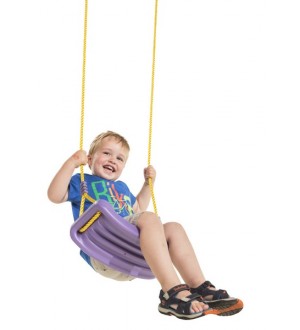 Plastic swing for garden with adjustable rope