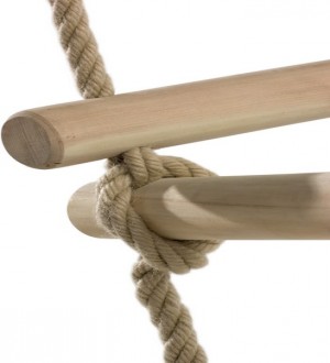 Three sided ladder rope with wooden rungs