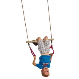 Barre en bois avec anneaux en plastique triangulaire / Trepeze d'exercice