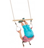 Barre de trapèze en bois avec anneaux métalliques / Trepèze d'exercice