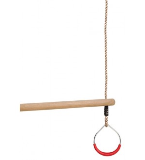 Barra di trapezio in legno con anelli in metallo / Trapezio di esercizio