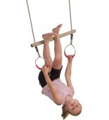 Barra di trapezio in legno con anelli in metallo / Trapezio di esercizio