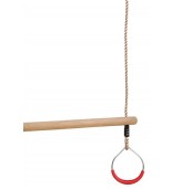 Barra di trapezio in legno con anelli in metallo / Trapezio di esercizio