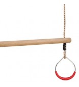 Barra di trapezio in legno con anelli in metallo / Trapezio di esercizio