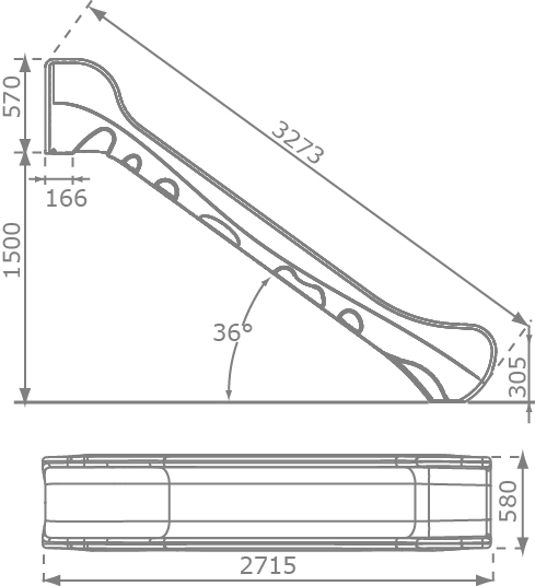 Detalles técnicos de las tobogán 3.3m tobogán de 3.3m - dimensiones de BRONCO