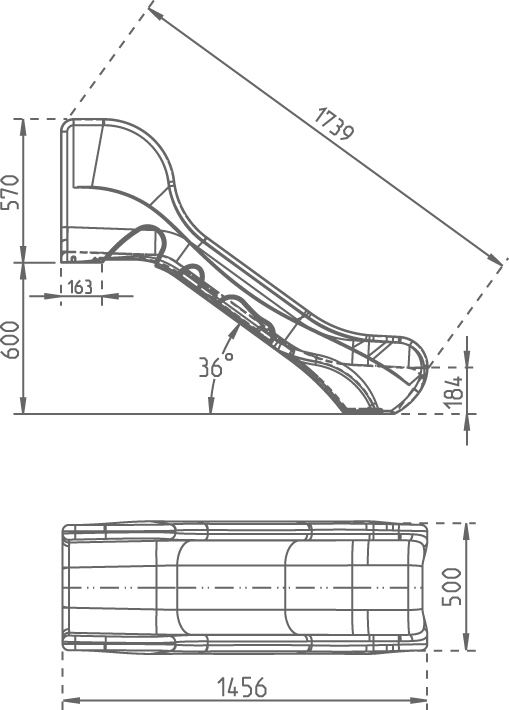 Détails techniques de le toboggan de 1,7 m toboggan de 1,7 m - dimensions BRONCO