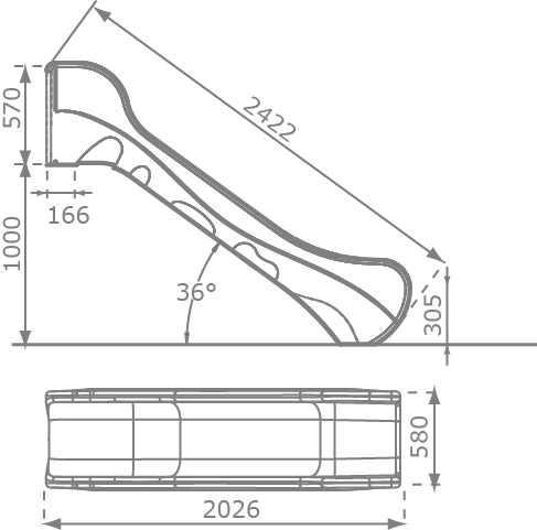 2.5m diapositiva - dimensioni di BRONCO