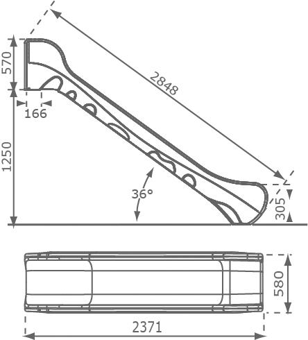 toboggan de 2,9 m - dimensions BRONCO