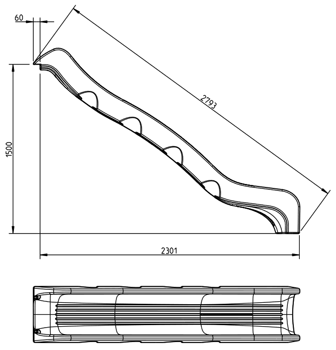 Technische Details des 2.8m Rutsche 2.8m Rutsche - Public Optima Spielplatz