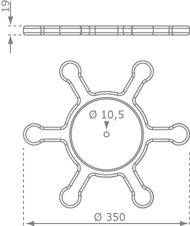 Lenkrad mit HDPE für ein Spielplatz - Abmessungen Lenkrad mit HDPE für ein Spielplatz - Abmessungen